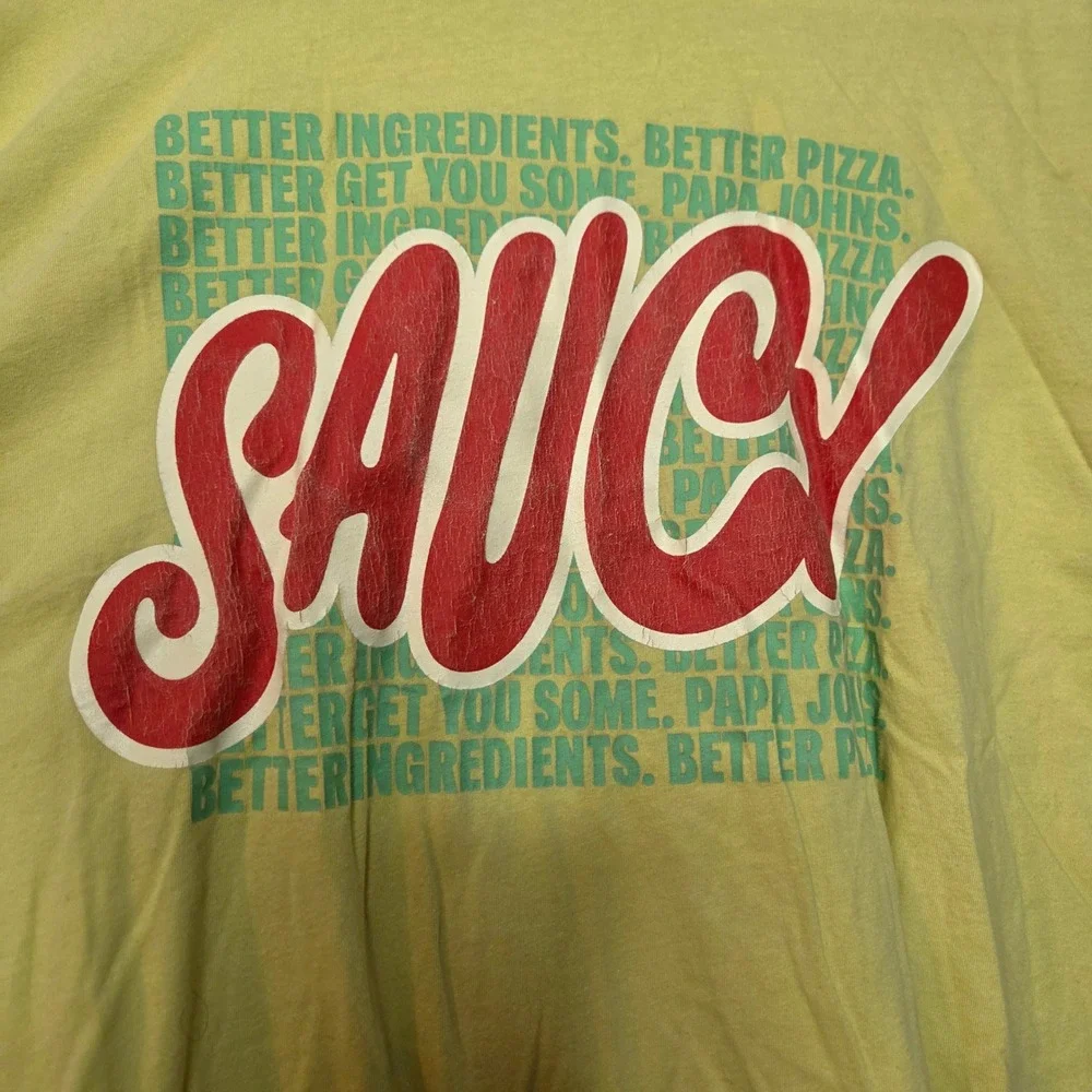 Papa Johns Saucy Graphic T-Shirt Mens 4XL Yellow Bella Canvas Made in USA
